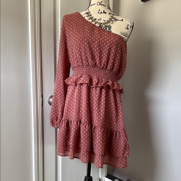 Altar'd State Dresses & Skirts - Altar’s State One-Shoulder Polka Dot Dress